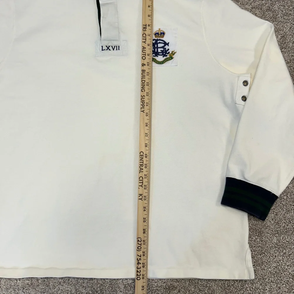 Vintage Polo Ralph Lauren Rugby Polo Shirt‎ L/S LXVII Crest Men NO SIZE TAG